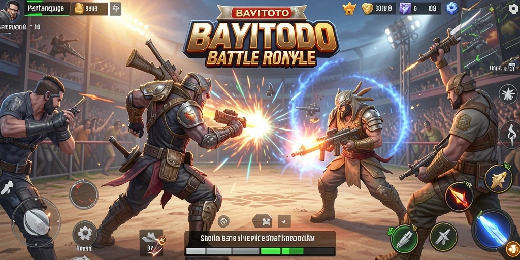 Tangkapan layar utama gameplay BAYITOTO menampilkan aksi Battle Royale yang mendebarkan.
