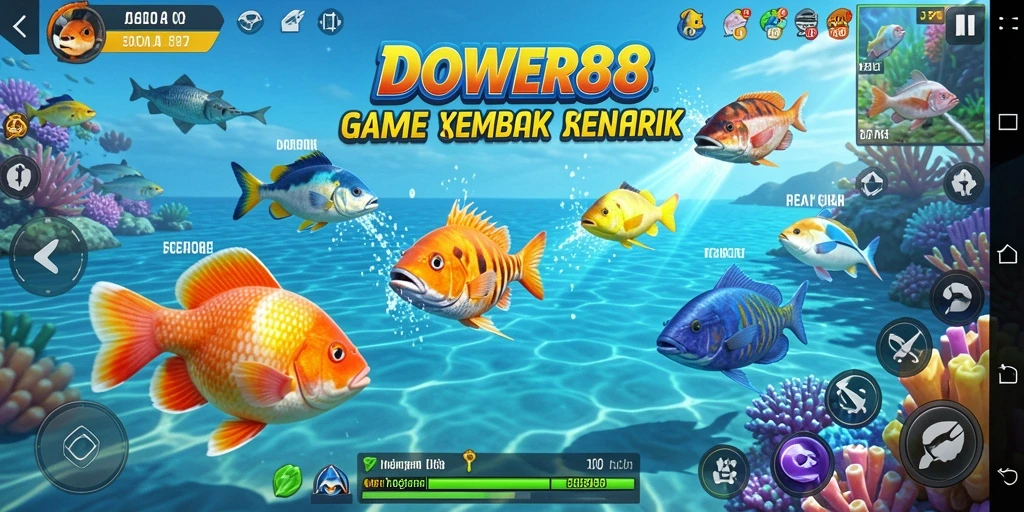 Screenshot gameplay DOWER88 yang menunjukkan serunya menembak ikan.