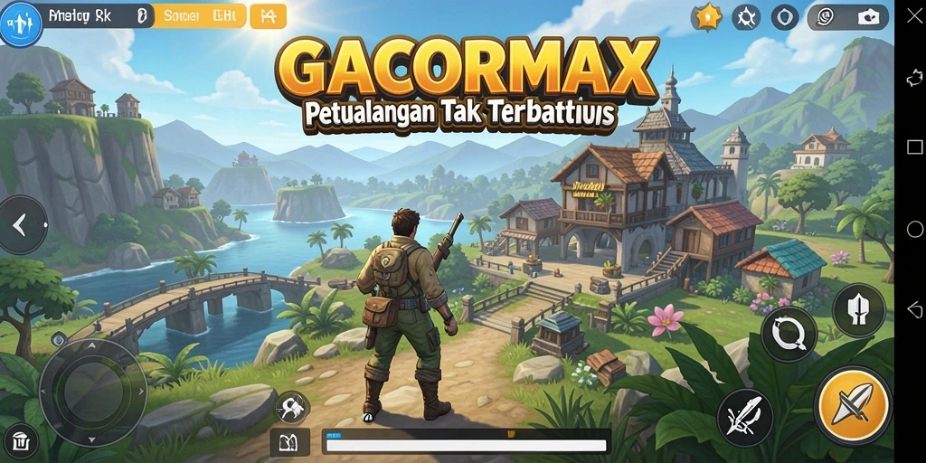 Screenshot utama GACORMAX menunjukkan pemain menjelajahi dunia terbuka yang luas.
