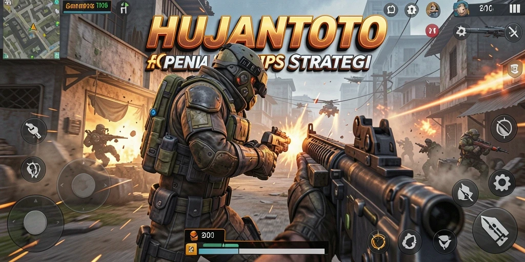 Gameplay mendebarkan dalam medan perang HUJANTOTO.