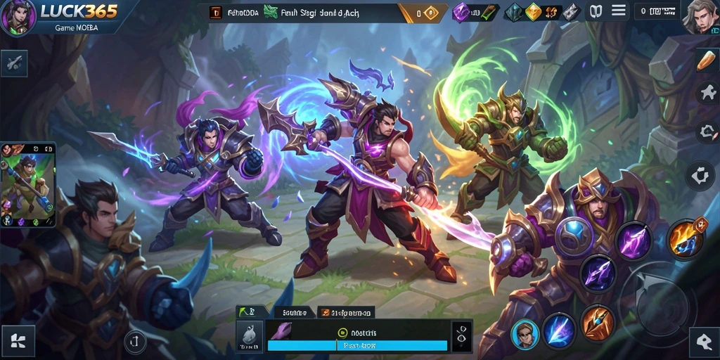 Screenshot LUCK365 menampilkan intensitas aksi dalam permainan MOBA.
