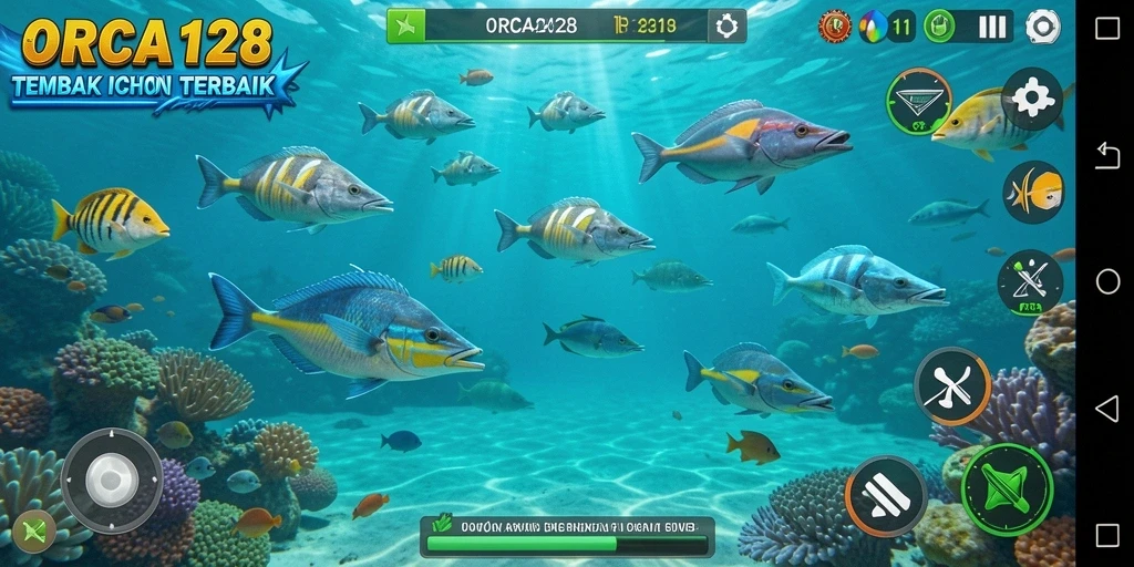 Tampilan menarik dari gameplay Tembak Ikan di ORCA128.