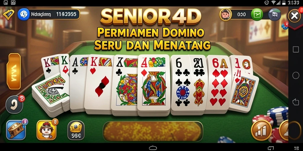 Screenshot utama gameplay SENIOR4D menampilkan suasana kompetisi Domino.